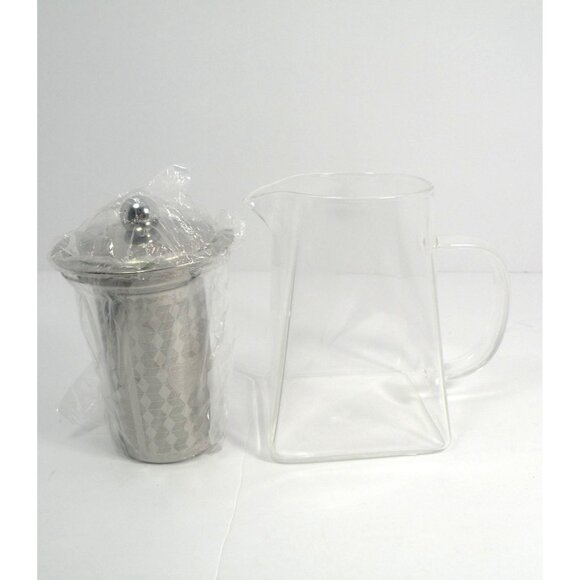 Borosilicate Glass & Stainless Steel Teapot with 304 SS infuser  With Geometric - Picture 2 of 9